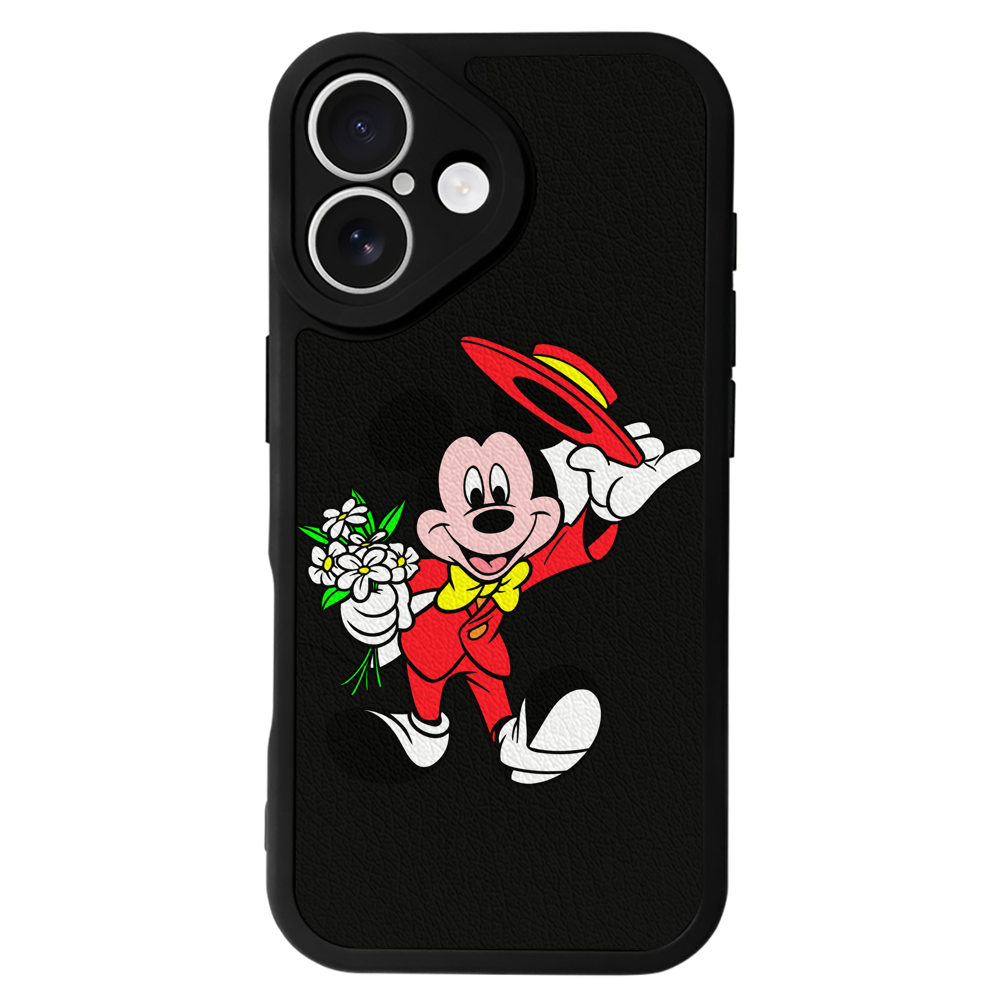 （画像用） ミッキーマウス Mickey Mouse 【iPhone 16シリーズ対応】シリコンスマホケース（レザー調） 材質：シリコン